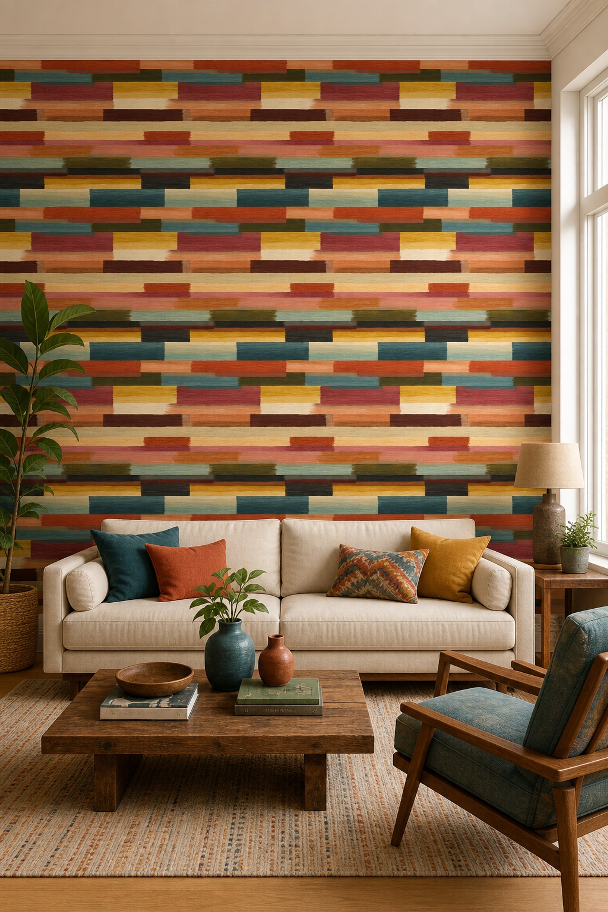 Mid Century Modern Wallpaper Retro Abstract Decorative Mural