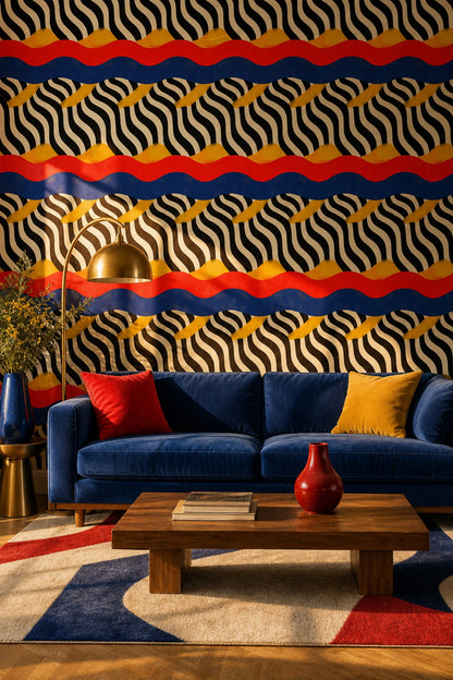 Zebra Stripes Wallpaper Abstract Bold Color Bands Removable Wall Decor