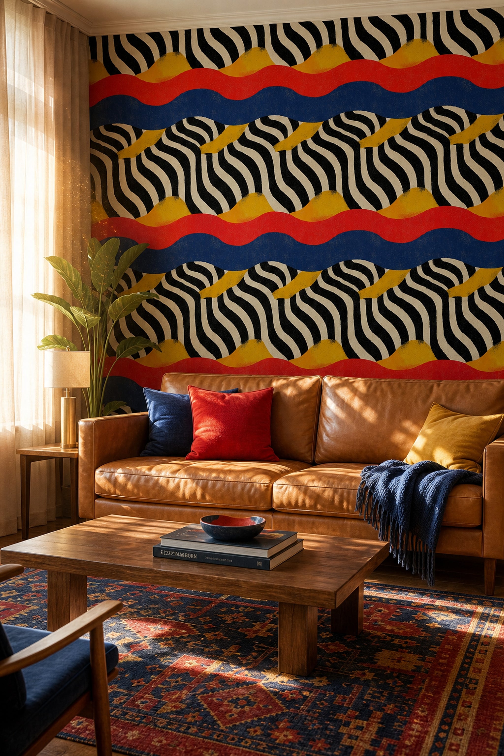 Zebra Stripes Wallpaper Abstract Bold Color Bands Removable Wall Decor