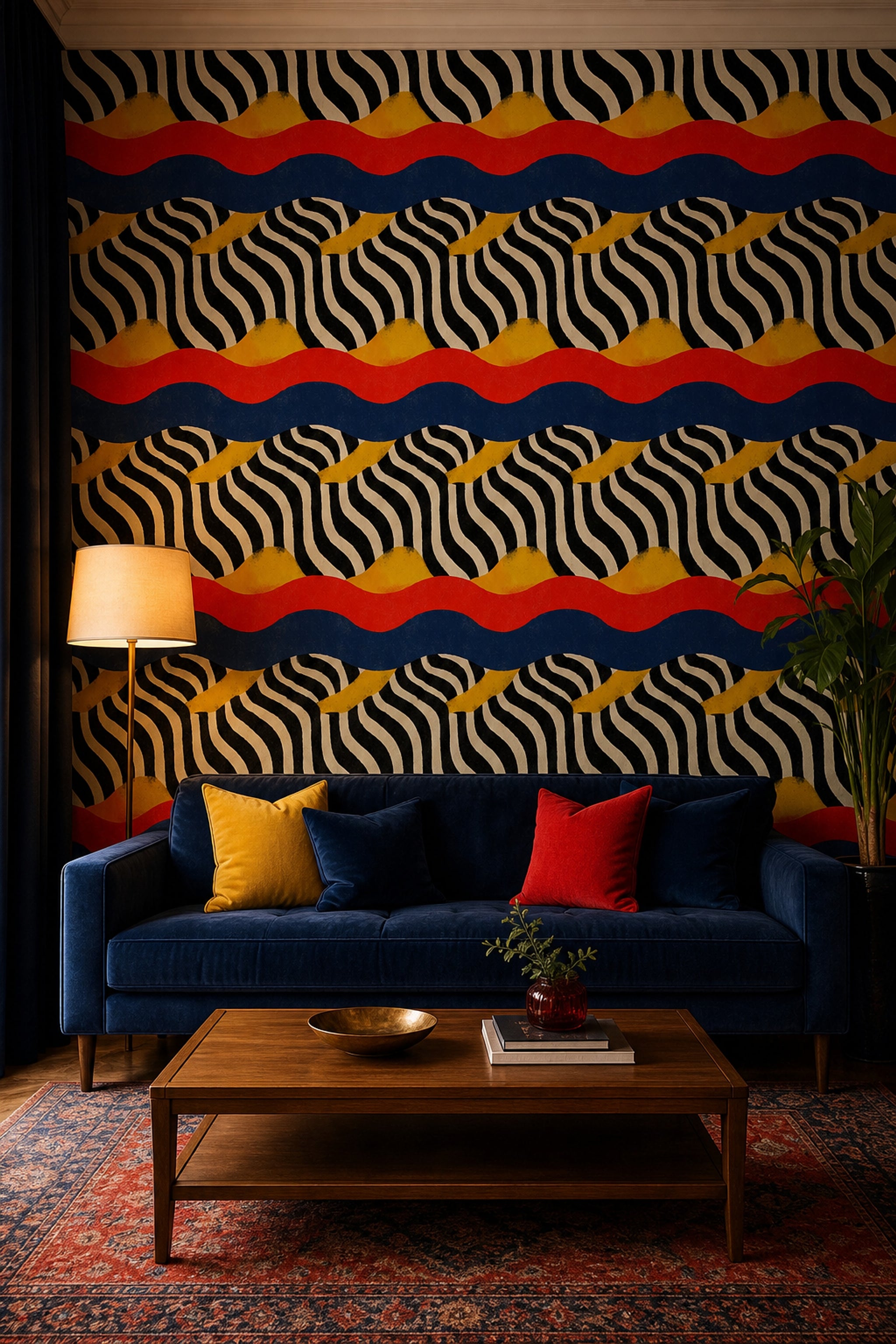 Zebra Stripes Wallpaper Abstract Bold Color Bands Removable Wall Decor