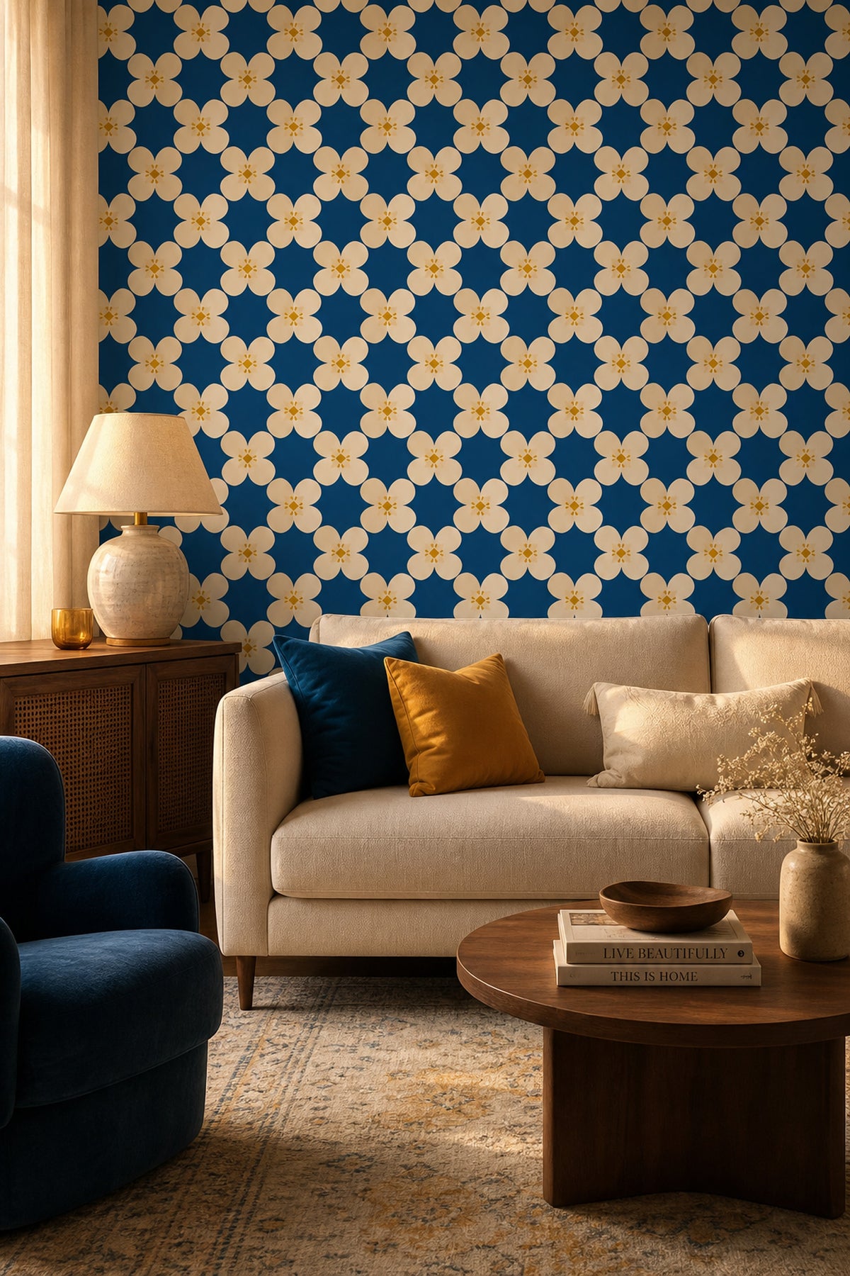 Mid Century Modern Wallpaper Retro Removable Minimalist Wall Double Roll
