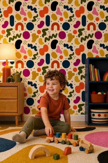 Mid Century Modern Wallpaper Retro Abstract Removable Wall Decor