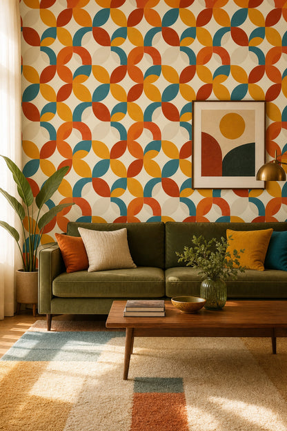 Mid Century Modern Wallpaper Retro Geometric Decorative Mural