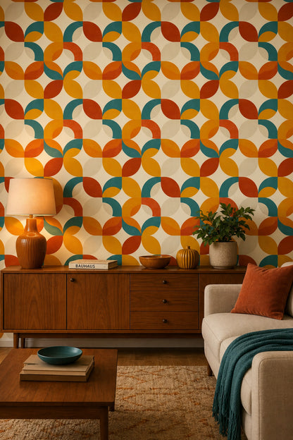 Mid Century Modern Wallpaper Retro Geometric Decorative Mural