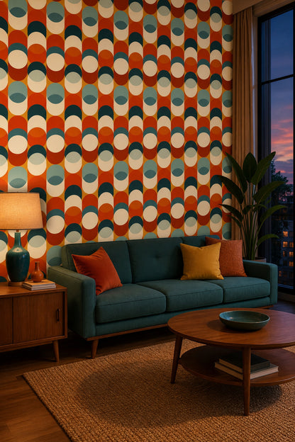 Mid Century Modern Wallpaper Retro Removable Geometric Wall Double Roll
