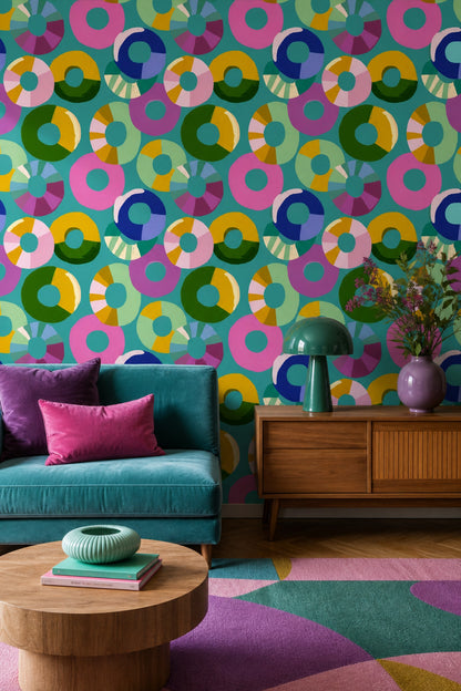 Mid Century Modern Wallpaper Retro Geometric Removable Wall Decor