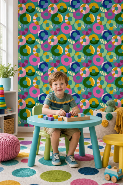 Mid Century Modern Wallpaper Retro Geometric Removable Wall Decor