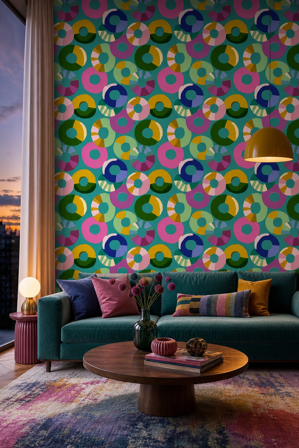 Mid Century Modern Wallpaper Retro Geometric Removable Wall Decor