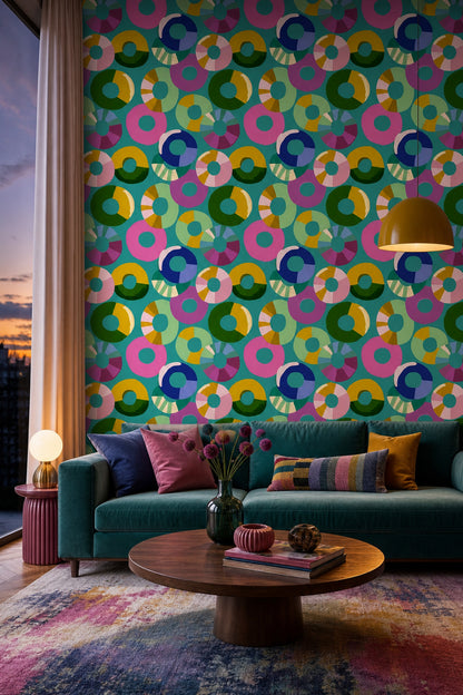 Mid Century Modern Wallpaper Retro Geometric Removable Wall Decor