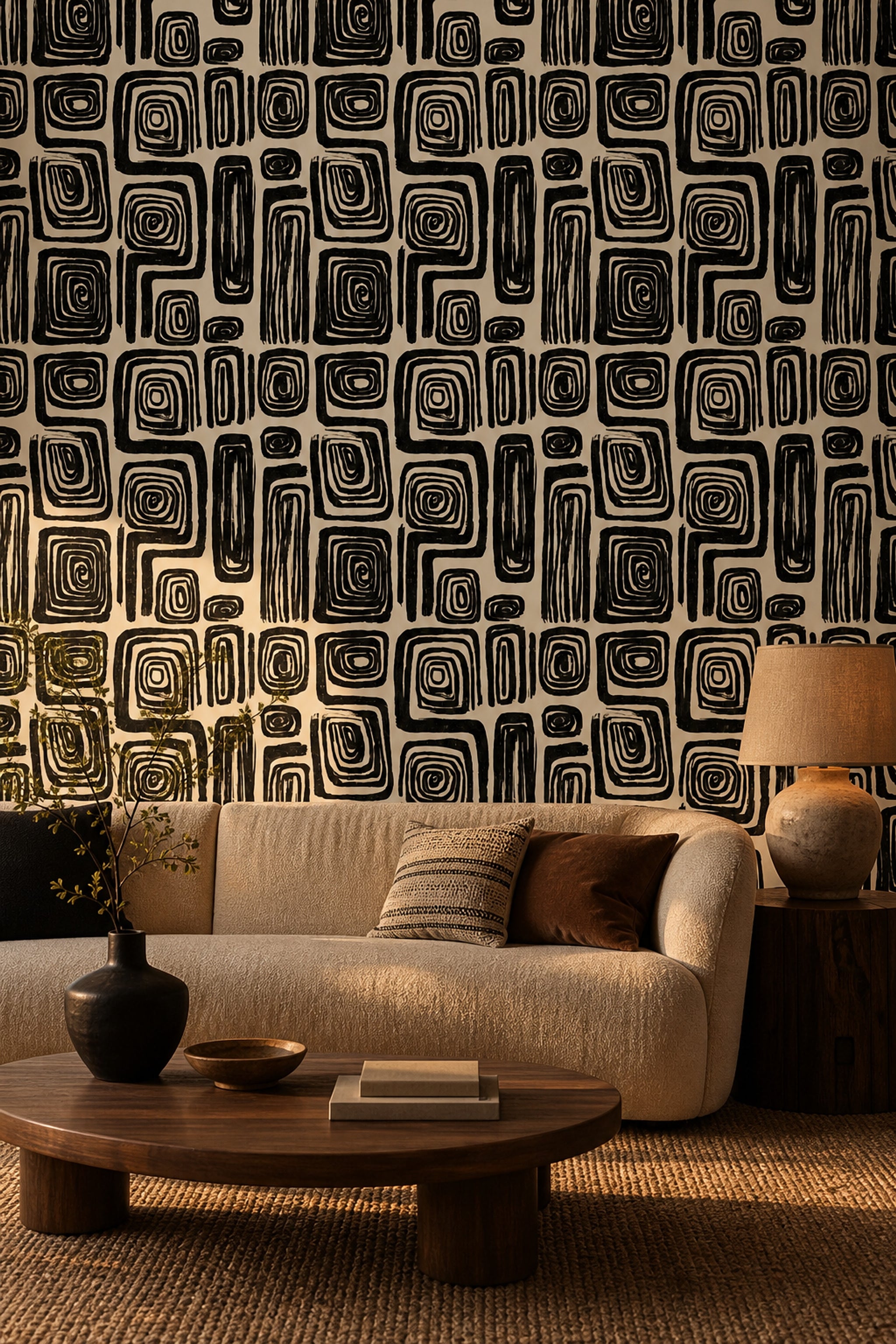 Mid Century Modern Wallpaper Retro Minimalist Decorative Mural