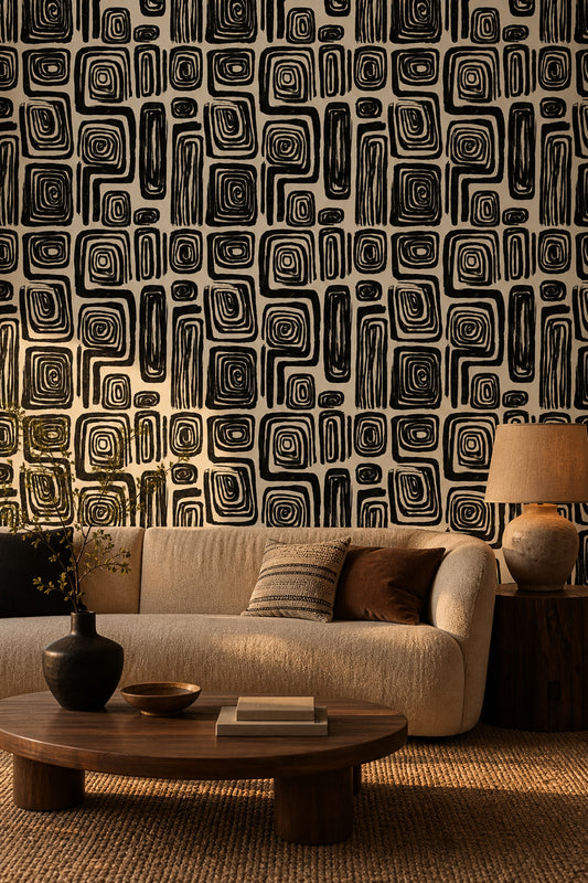 Mid Century Modern Wallpaper Retro Minimalist Decorative Mural