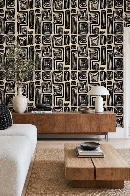 Mid Century Modern Wallpaper Retro Minimalist Decorative Mural