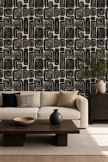 Mid Century Modern Wallpaper Retro Minimalist Decorative Mural