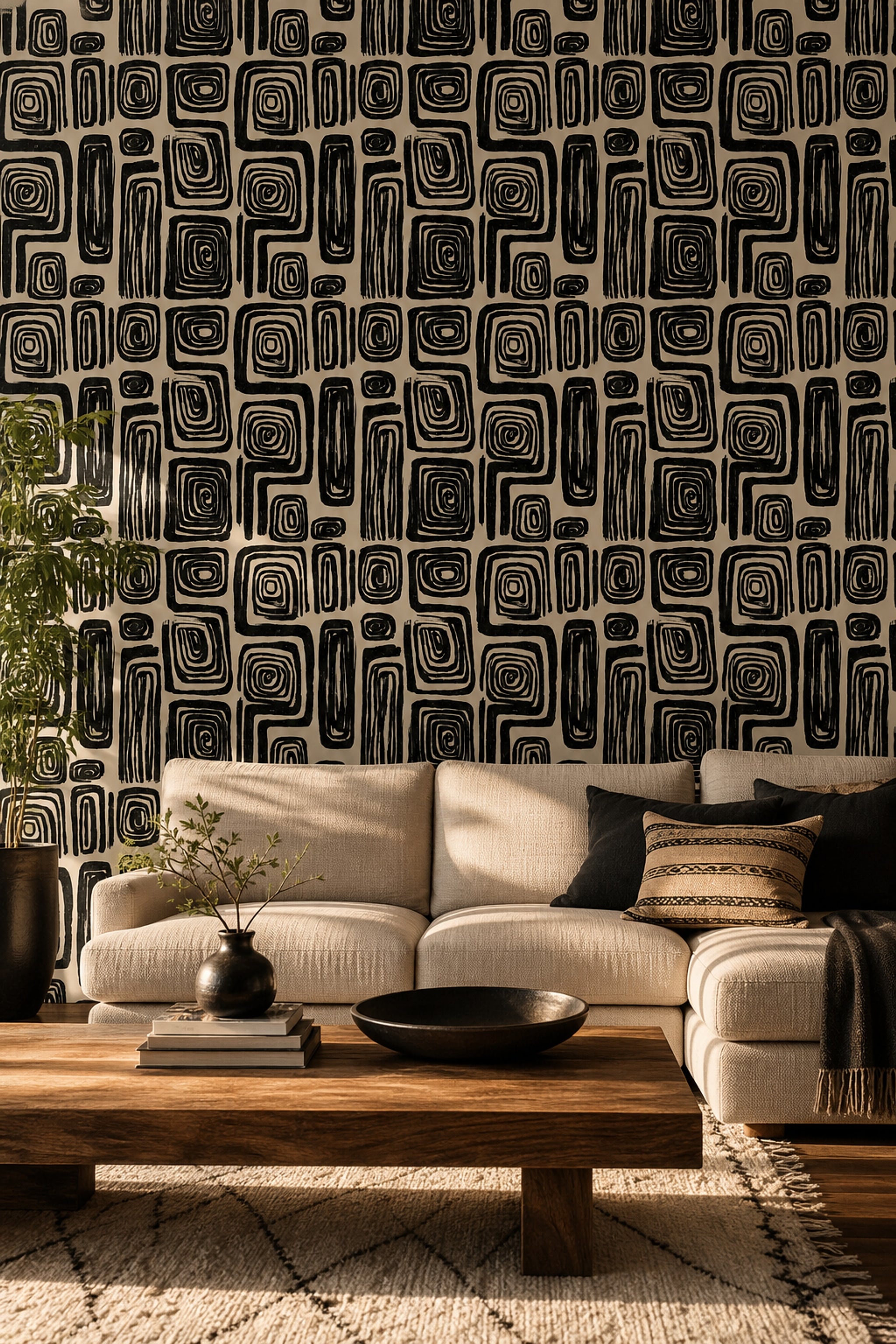 Mid Century Modern Wallpaper Retro Minimalist Decorative Mural