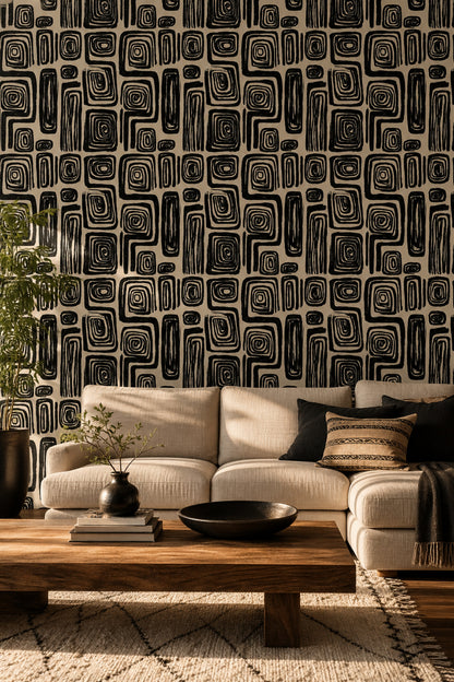 Mid Century Modern Wallpaper Retro Minimalist Decorative Mural