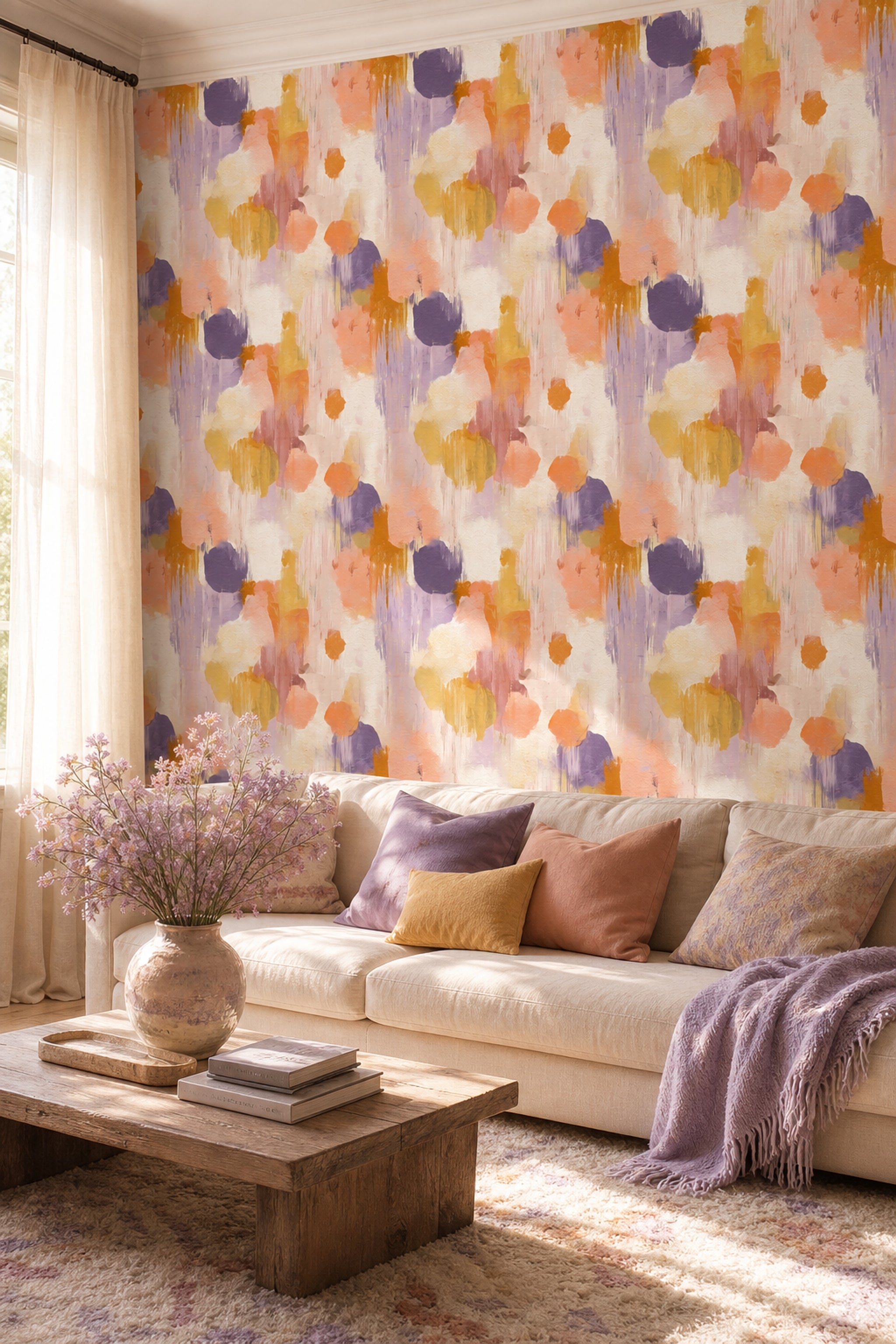 Painterly Wallpaper Pastel Color Block Removable Wall Decor