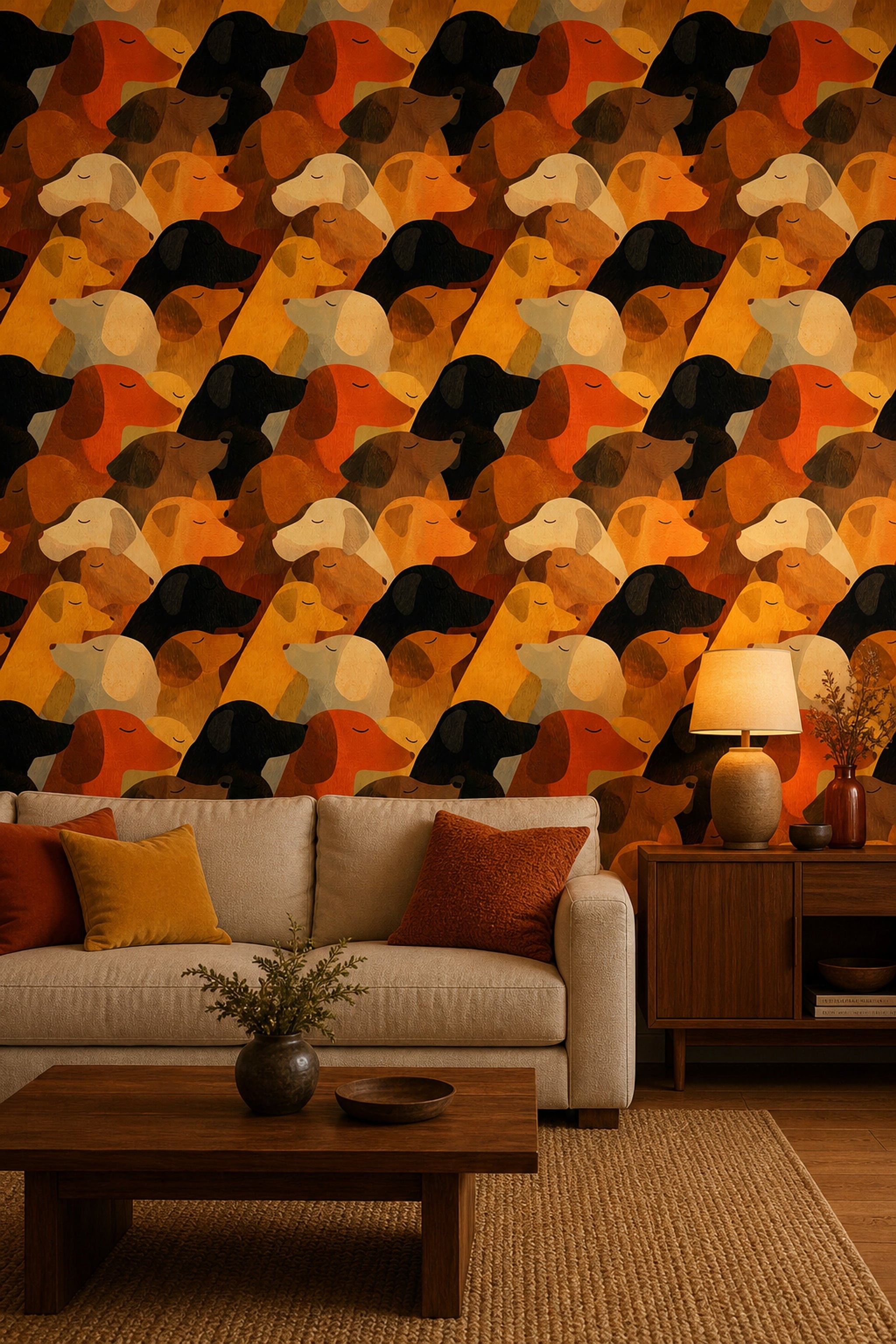 Dogs Wallpaper Animal Pattern Cozy Removable Wall Decor