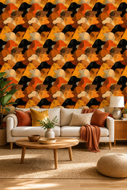 Dogs Wallpaper Animal Pattern Cozy Removable Wall Decor