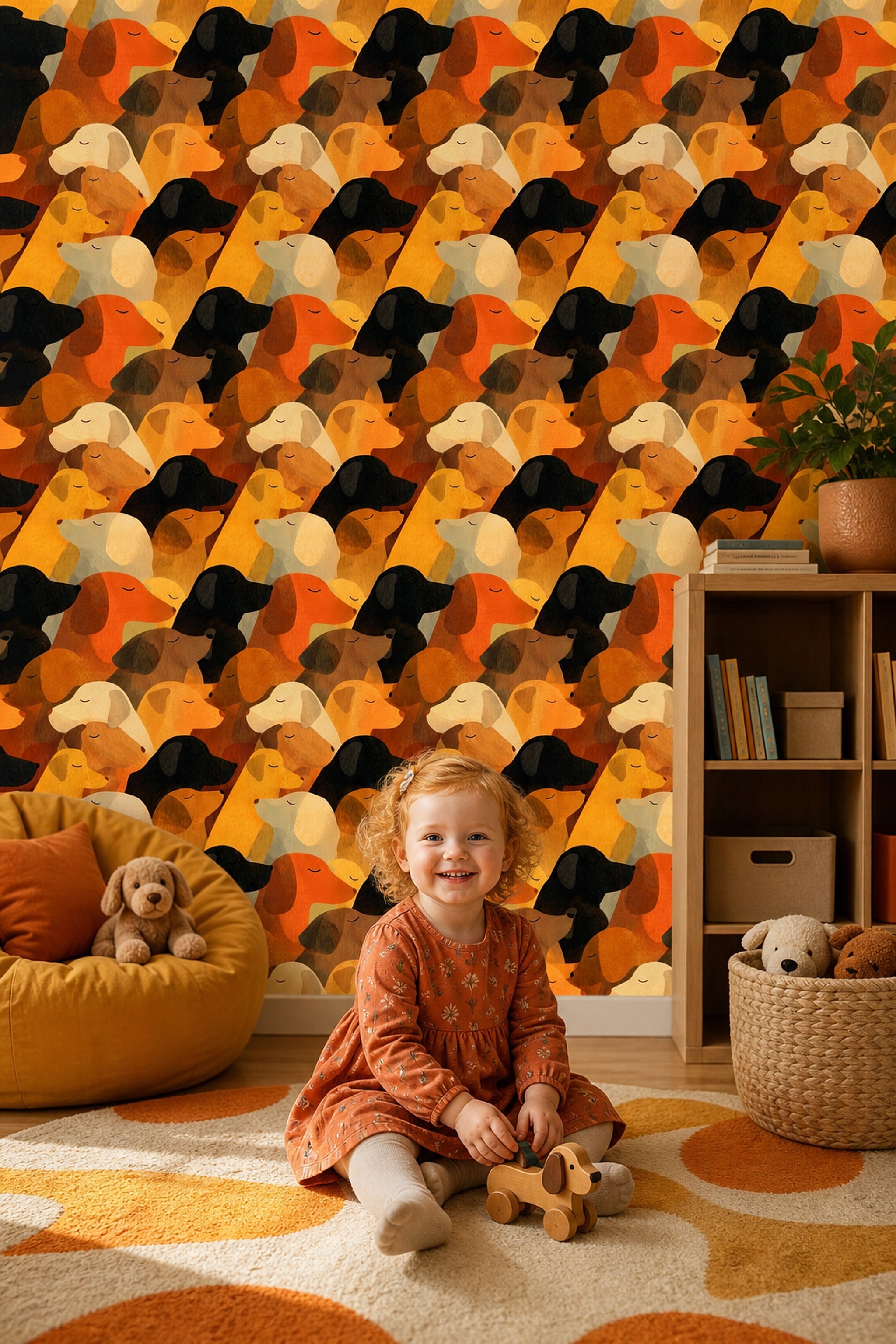 Dogs Wallpaper Animal Pattern Cozy Removable Wall Decor