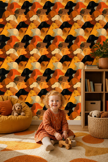 Dogs Wallpaper Animal Pattern Cozy Removable Wall Decor