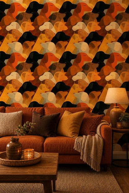 Dogs Wallpaper Animal Pattern Cozy Removable Wall Decor