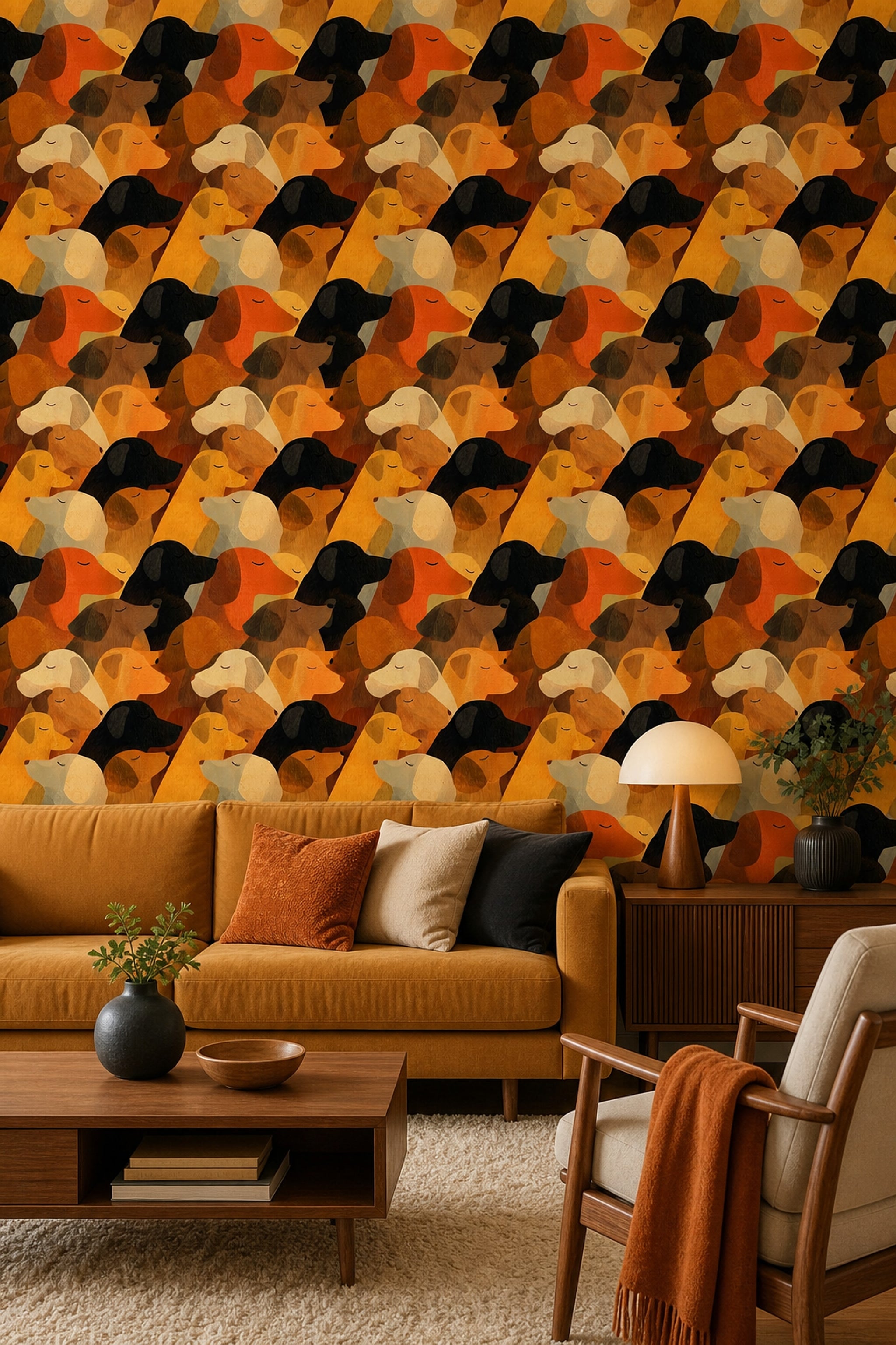 Dogs Wallpaper Animal Pattern Cozy Removable Wall Decor