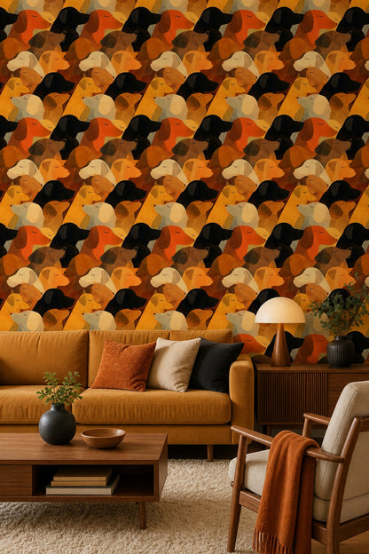 Dogs Wallpaper Animal Pattern Cozy Removable Wall Decor