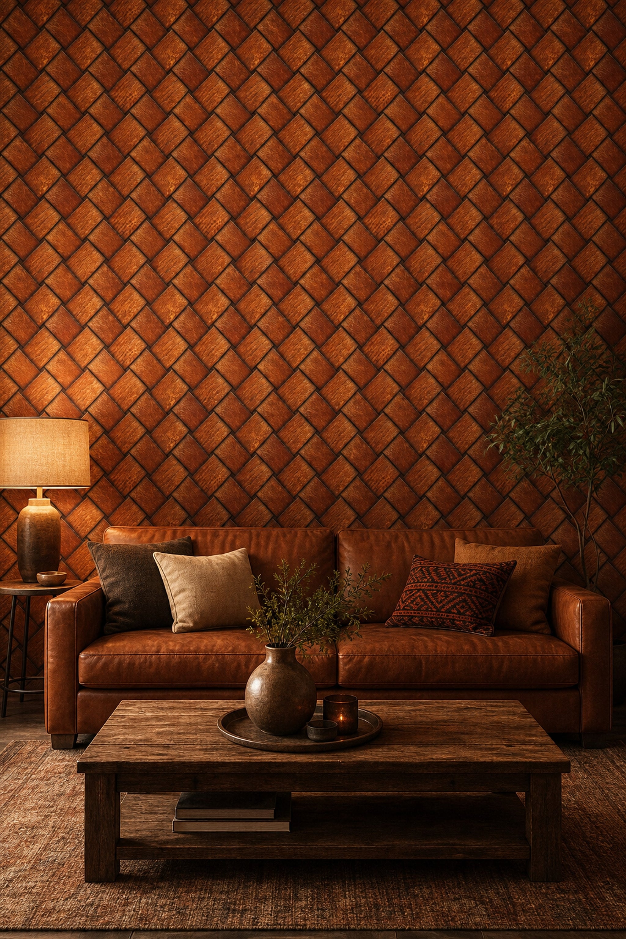 Woven Leather Wallpaper Basket Weave Textured Removable Wall Decor
