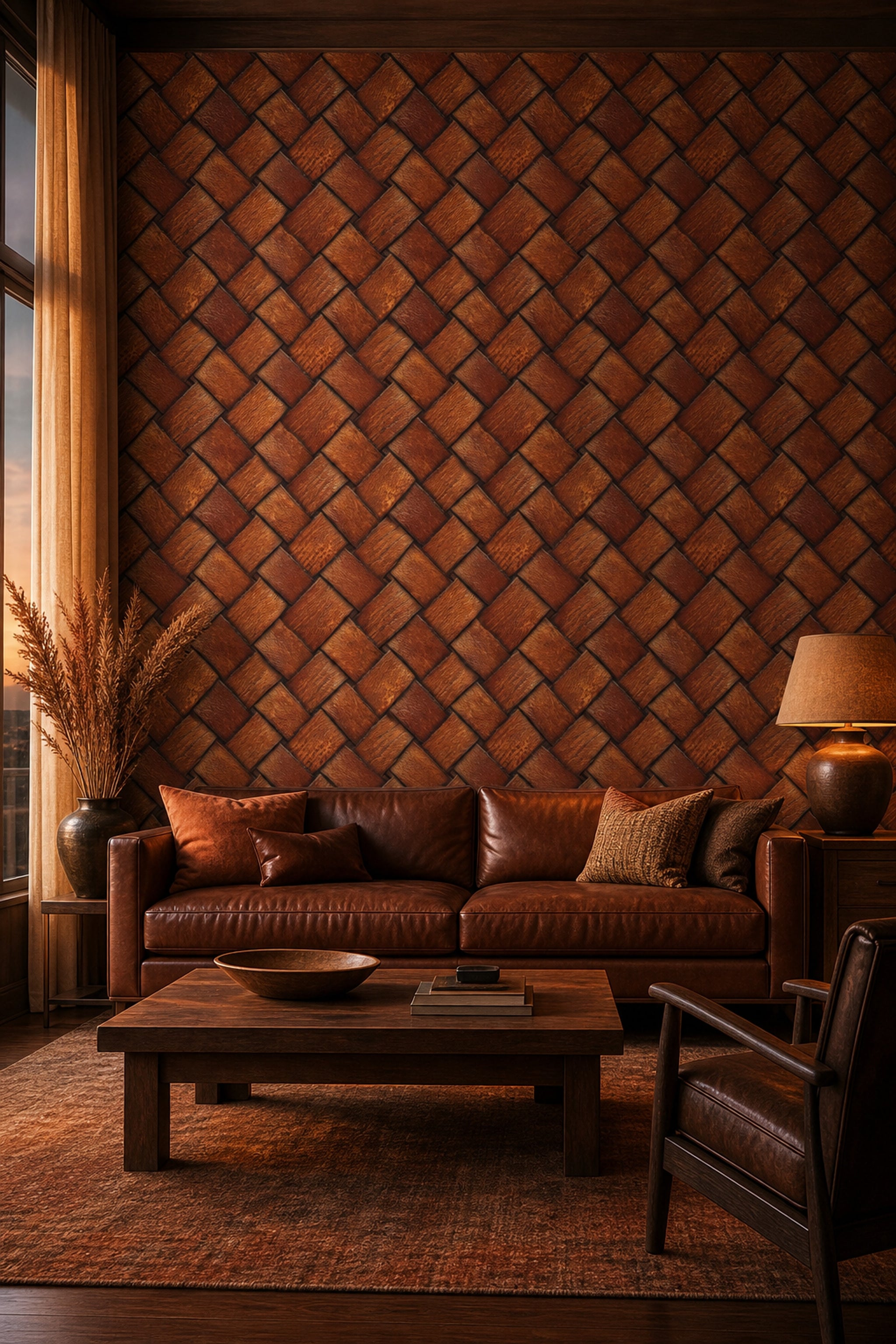 Woven Leather Wallpaper Basket Weave Textured Removable Wall Decor