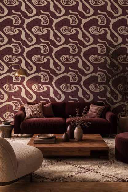 Topographic Lines Wallpaper Contour Map Geologic Strata Decorative Mural
