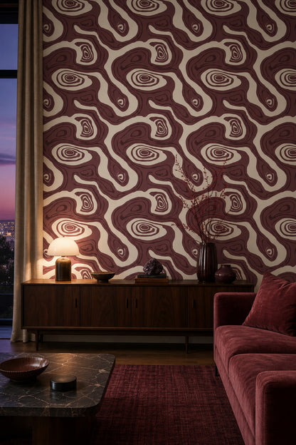 Topographic Lines Wallpaper Contour Map Geologic Strata Decorative Mural