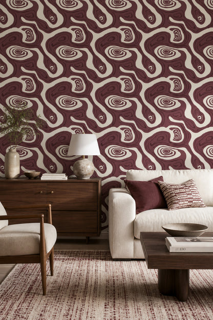 Topographic Lines Wallpaper Contour Map Geologic Strata Decorative Mural