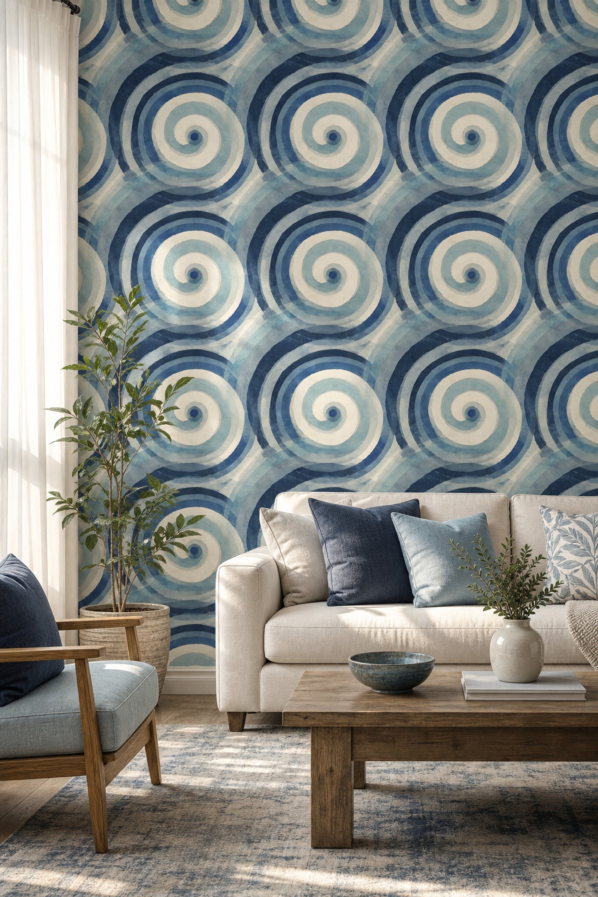 Watercolor Texture Wallpaper Mid Century Modern Decorative Mural