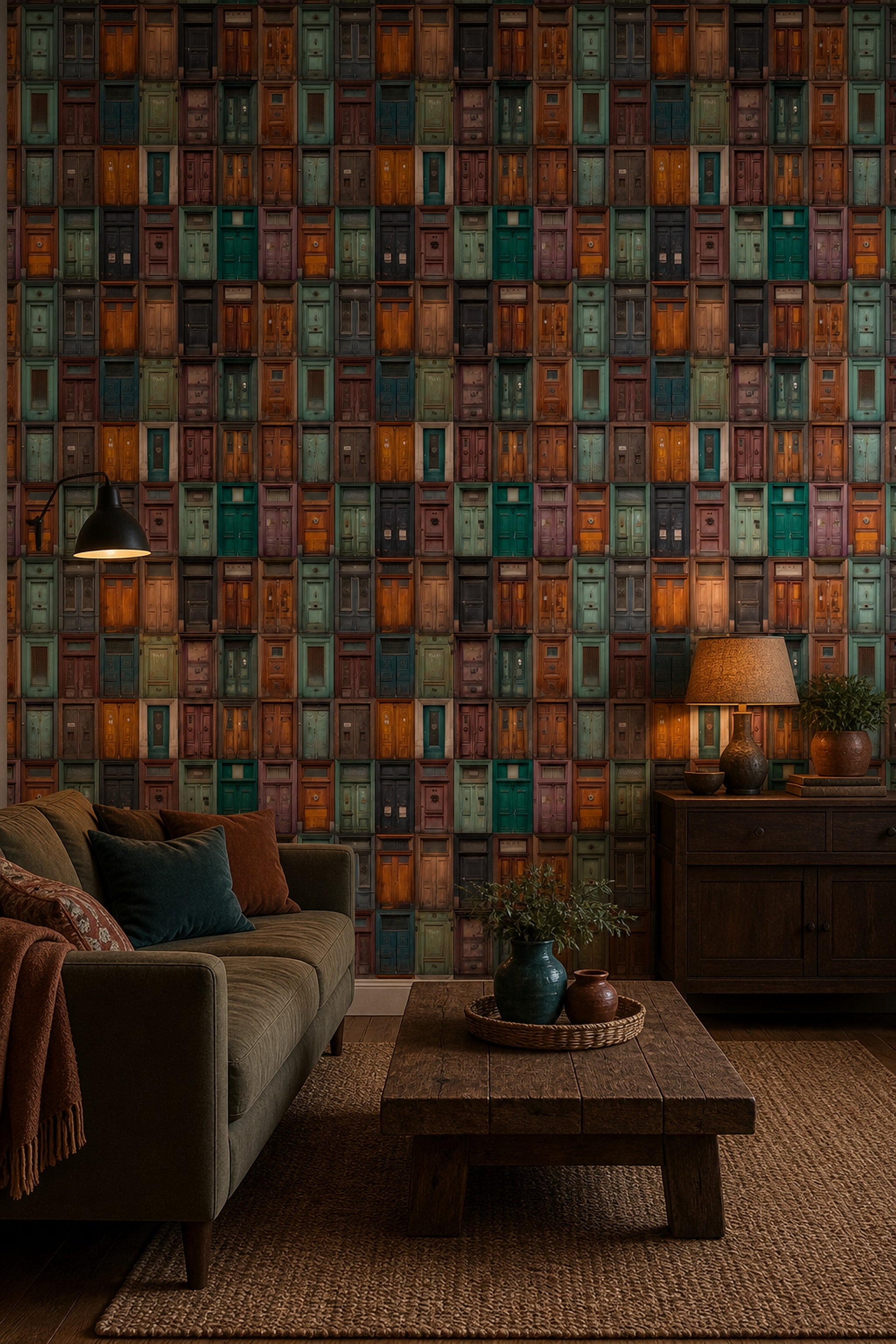 Vintage Doors Wallpaper Patchwork Collage Removable Weathered Wood Wall Double Roll