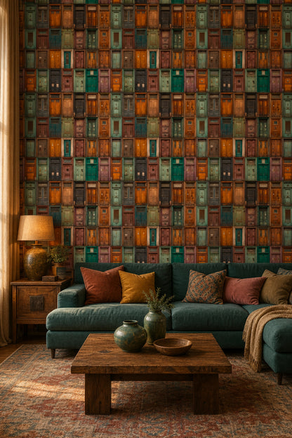 Vintage Doors Wallpaper Patchwork Collage Removable Weathered Wood Wall Double Roll