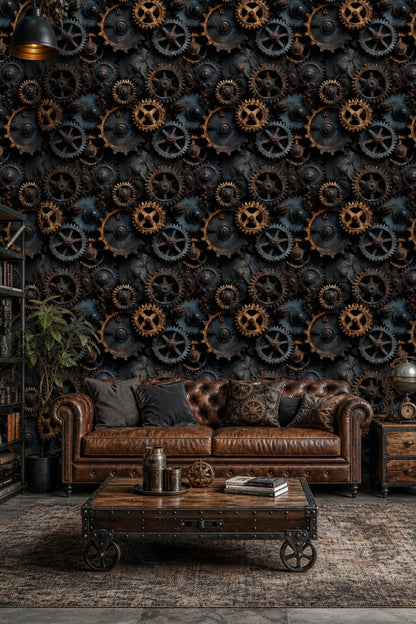 Rusted Gears Wallpaper Industrial Steampunk Removable Wall Decor