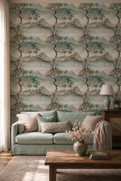 Landscape Mural Wallpaper Floral Branches Cherry Blossom Decorative Mural