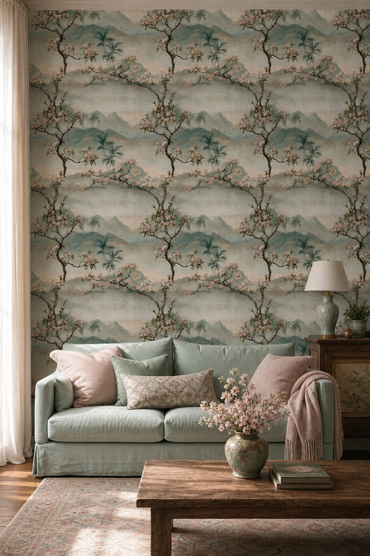 Landscape Mural Wallpaper Floral Branches Cherry Blossom Decorative Mural