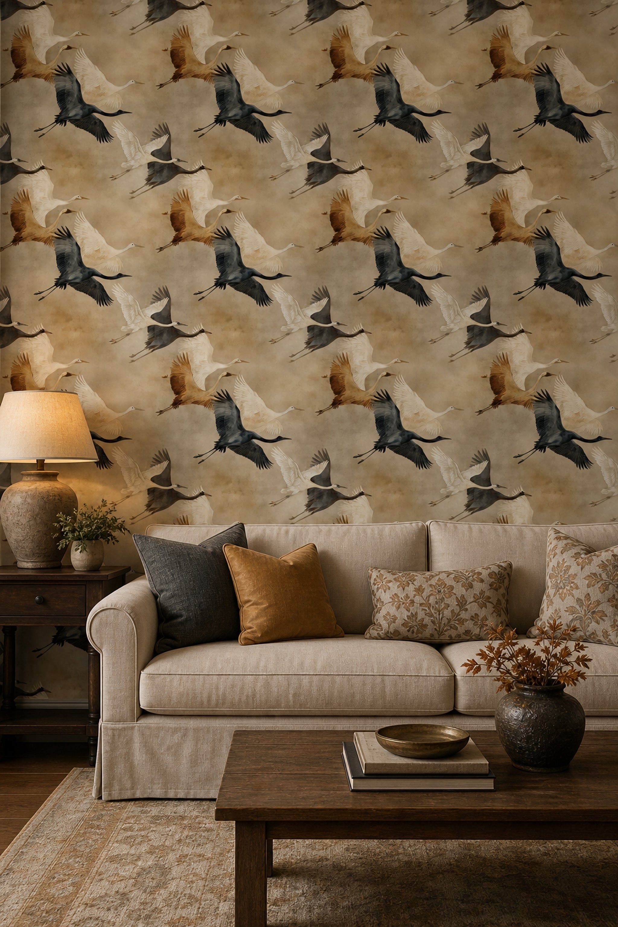 Paper Texture Wallpaper Crane Neutral Removable Wall Decor