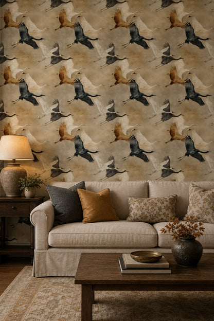 Paper Texture Wallpaper Crane Neutral Removable Wall Decor
