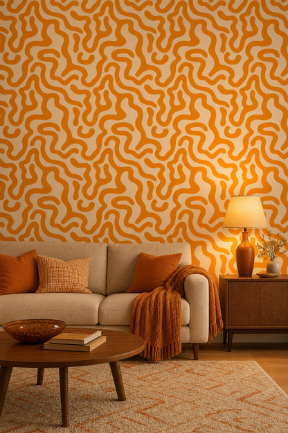 Mid Century Modern Wallpaper Abstract Pattern Removable Wall Decor