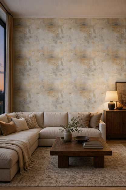 Abstract Plaster Texture Wallpaper Stucco Wall Neutral Beige Decorative Mural