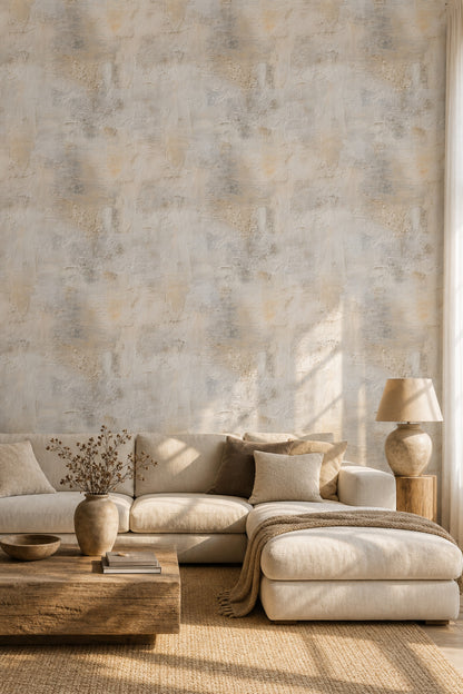 Abstract Plaster Texture Wallpaper Stucco Wall Neutral Beige Decorative Mural