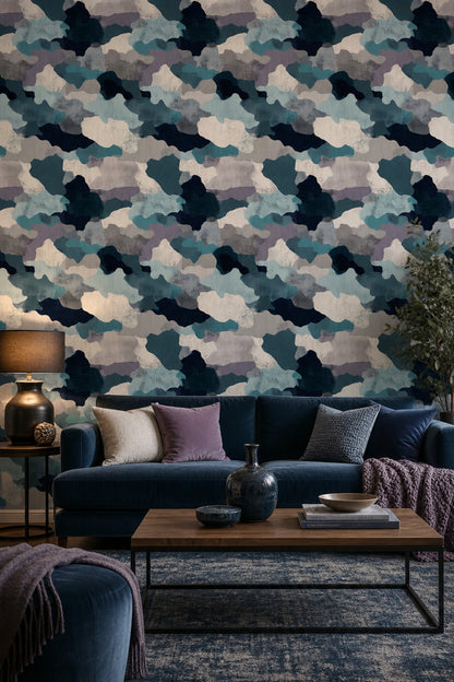 Organic Shapes Wallpaper Camouflage Textured Removable Wall Decor
