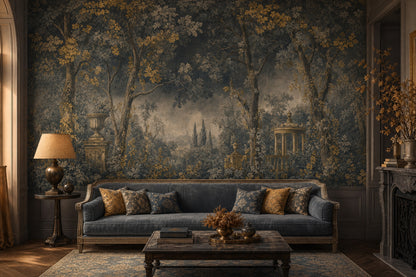 Toile Landscape Wallpaper Woodland Trees Columned Pavilion Removable Wall Decor