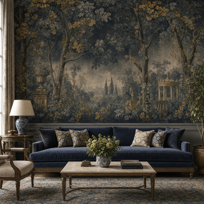 Toile Landscape Wallpaper Woodland Trees Columned Pavilion Removable Wall Decor