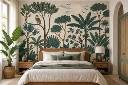 Tropical Jungle Wallpaper Botanical Mural Palm Trees Wall Mural