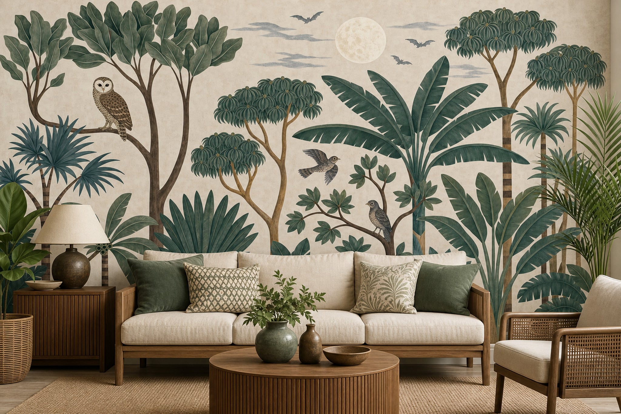 Tropical Jungle Wallpaper Botanical Mural Palm Trees Wall Mural