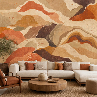 Topographic Map Wallpaper Contour Lines Removable Earthy Wall Decor