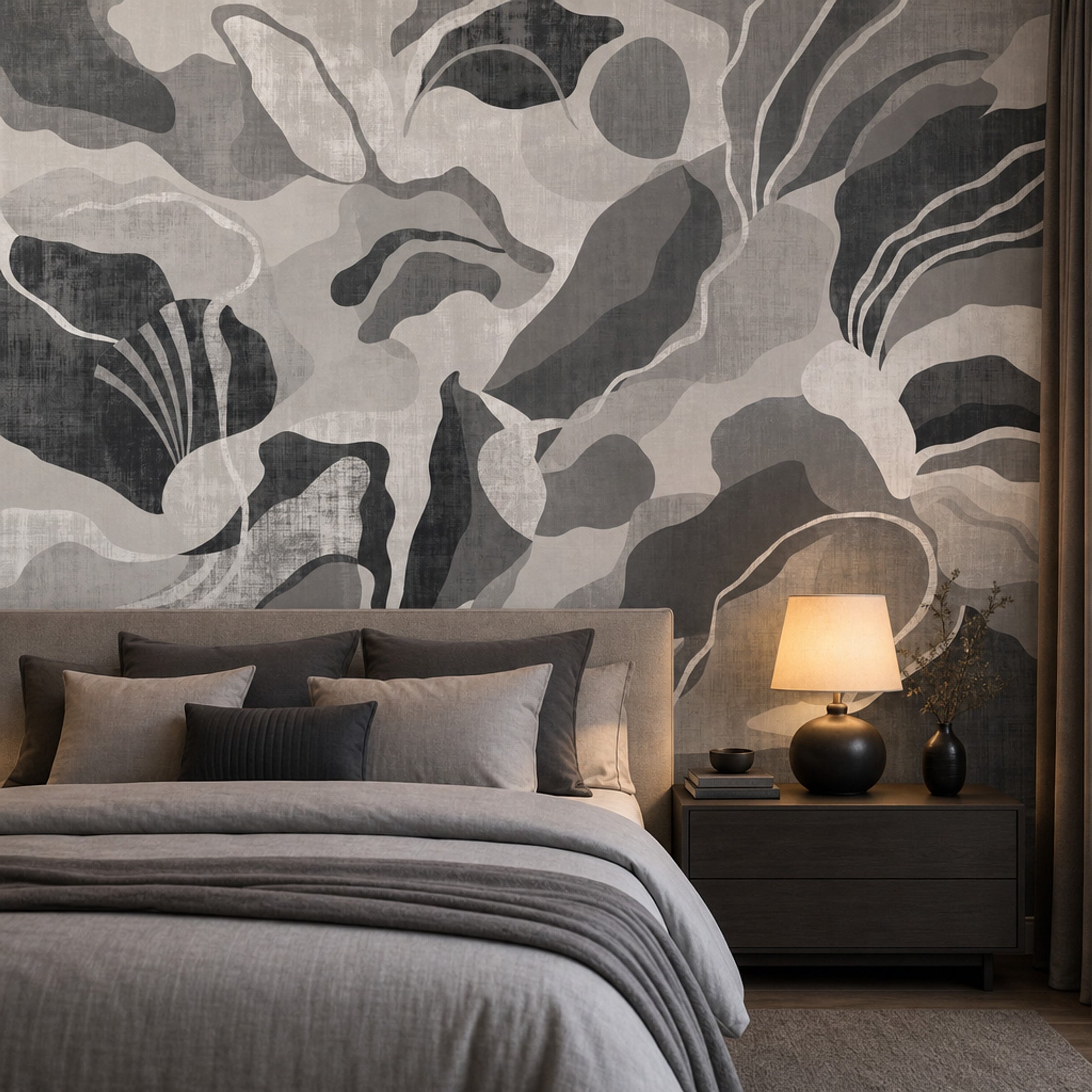 Organic Shapes Wallpaper Abstract Camouflage Removable Wall Decor